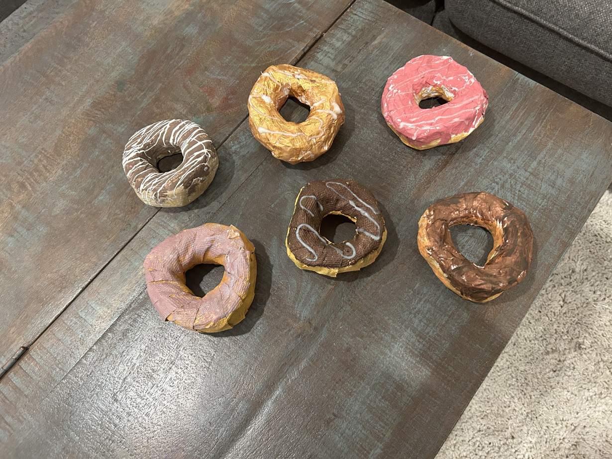 Paper mache donuts