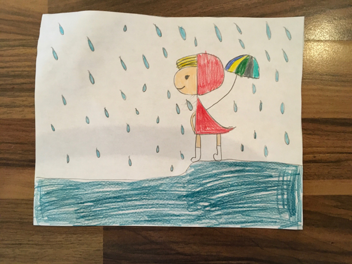 A rainy day | Cool art drawings, Rain art, Art inspiration