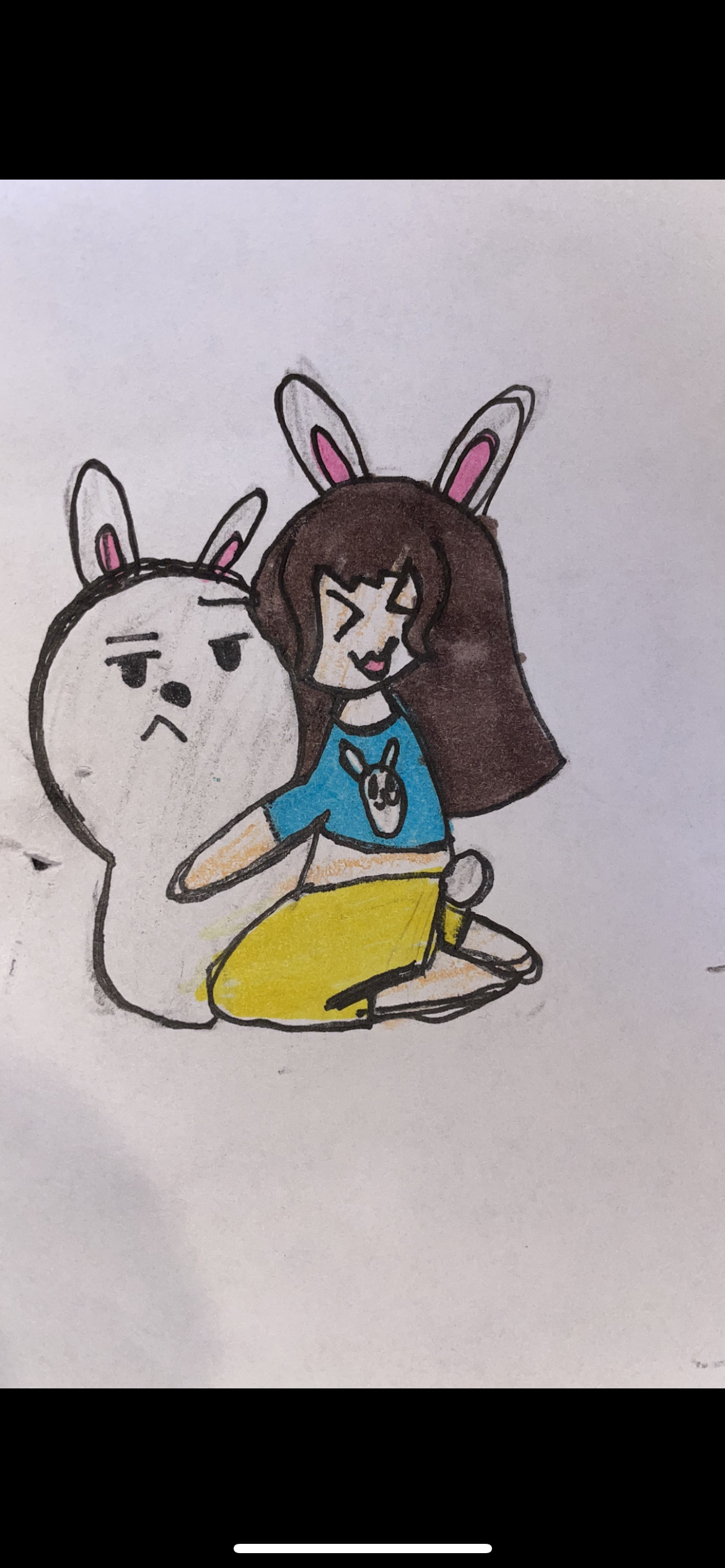 Rabbit Girl Hugging Rabbit Pet